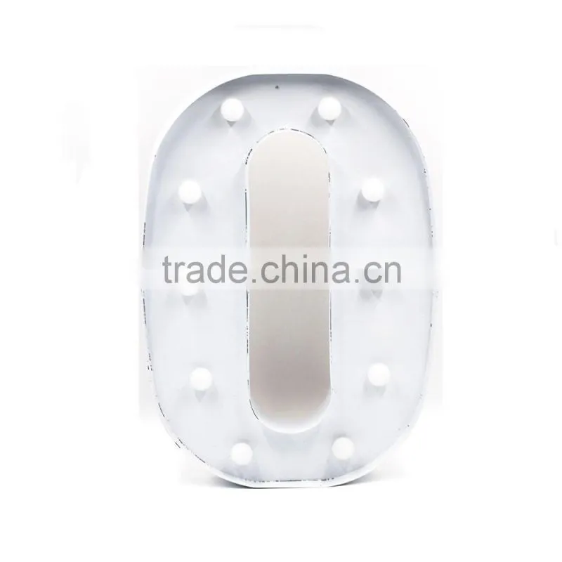 Lovely white O shape metal home decoration battery alphabet led letter light