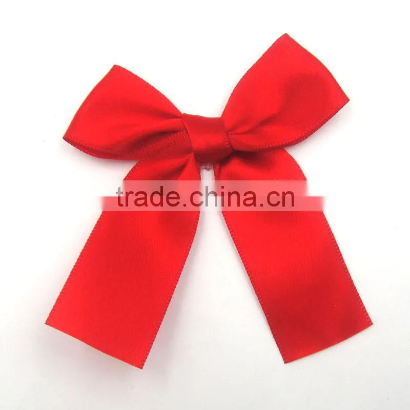 Handmade simple cheap red satin bow for gift packing box