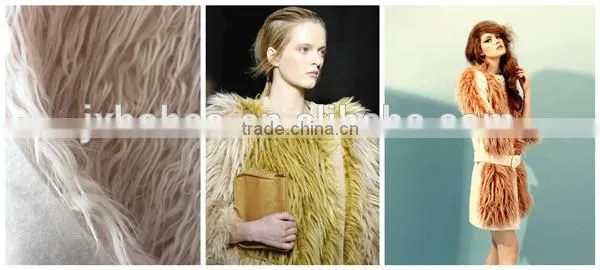 Artificial long white curly fur fabric