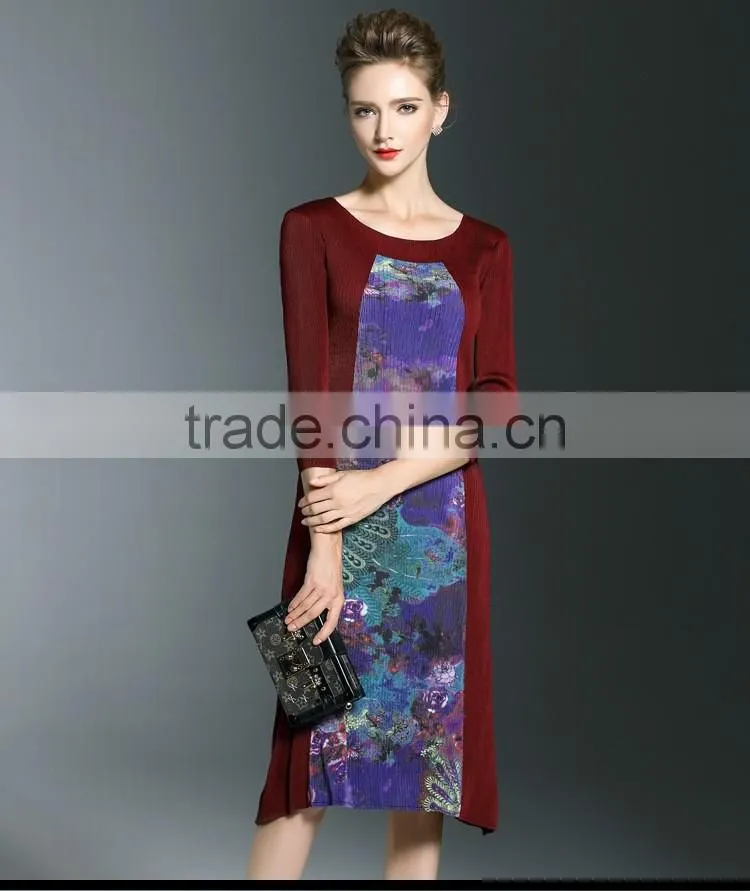 Hot design wholesale women pleated tie dye maxi dress
