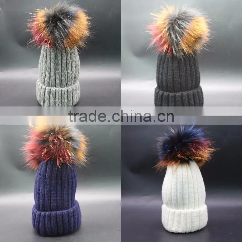 new fashion custom design knitted kids pom pom beanie
