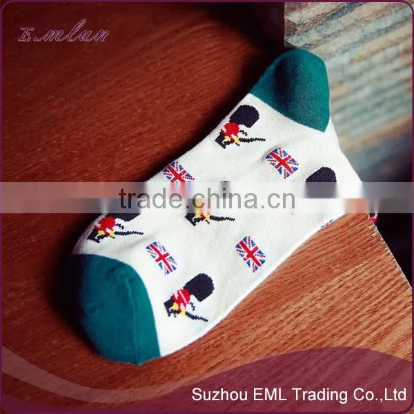 Wholesale fashion soldier cartoon printed boy white socks