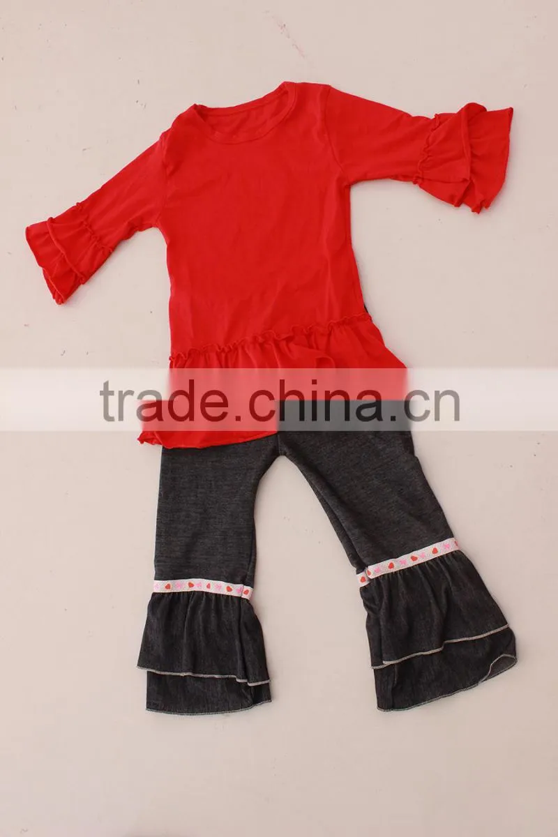 2014 hot sale cute baby christmas outfits girls thanksgiving outfit