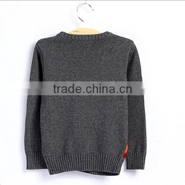 Cartoon Fox Pattern Boys Round Neck Pullover Sweater