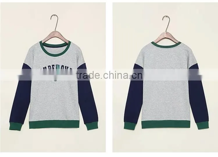 Women's Fleece Cotton Sweatshirt Contrast Color Hoodies