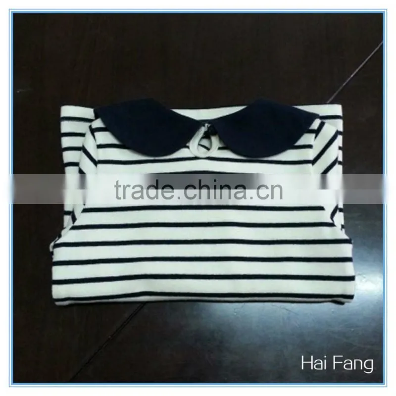 OEM Custom Children Girls Long Sleeve T Shirt, Cotton Bowknot Round Collar T Shirt, Stripe T Shirt