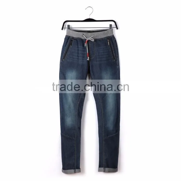 Bulk wholesale black color kids elastic waist denim new style boys pants jeans