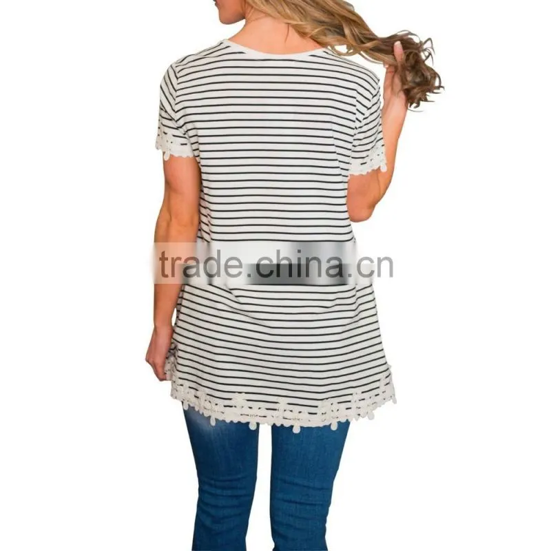 Summer women top fashion short sleeve ladies striped shirt blouse 2017