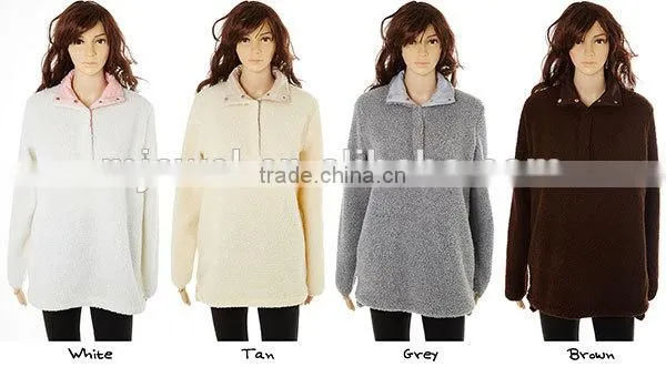 Factory Winter Cozy Women Blank Sherpa Fleece Pullover