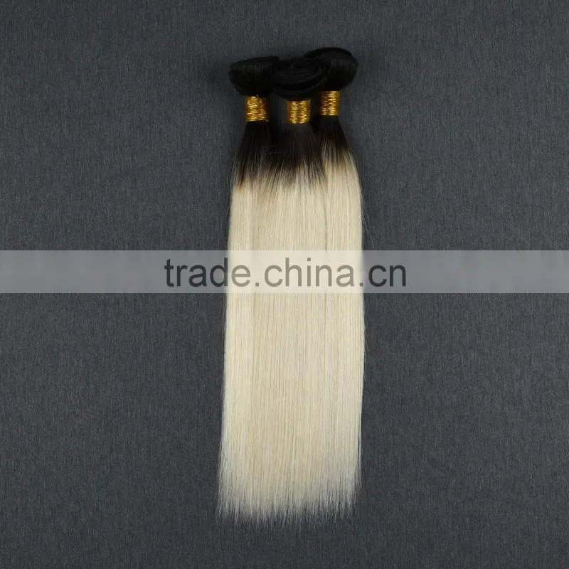 Factory wholesale price two tone ombre colored hair weave bundles