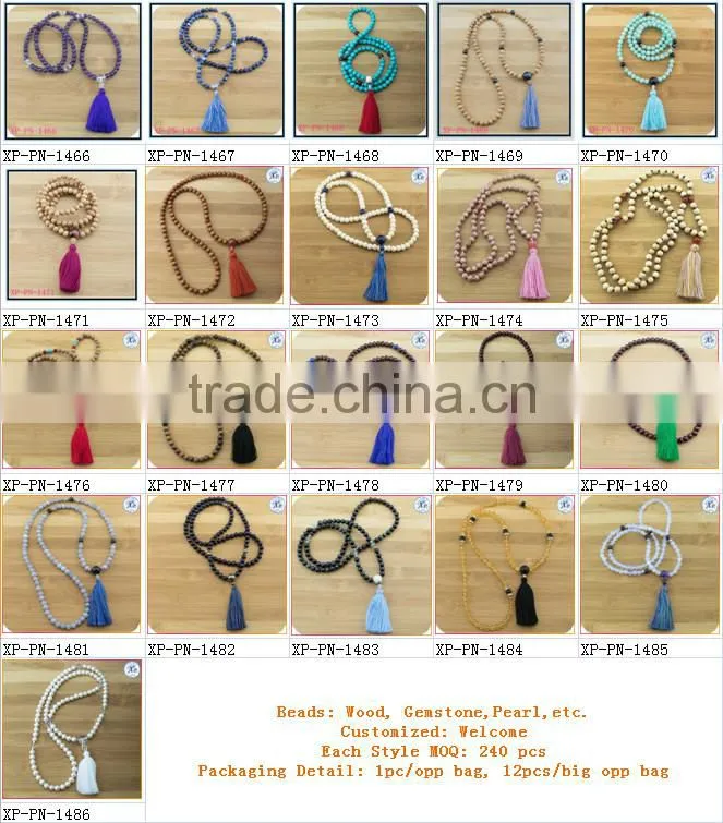 XP-PN-1486 Wholesale freshwater pearl mala beads long tassel necklace