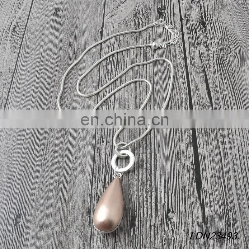 Mixed Color Metal Necklace Teardrop Pendant