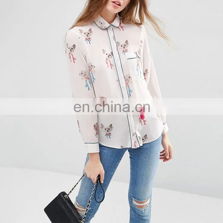 Latest fashion blouse design fashion cutting modern style chiffon blouse