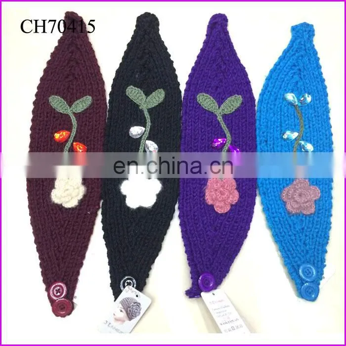 girls winter cotton yarn flower crochet headwear headbands