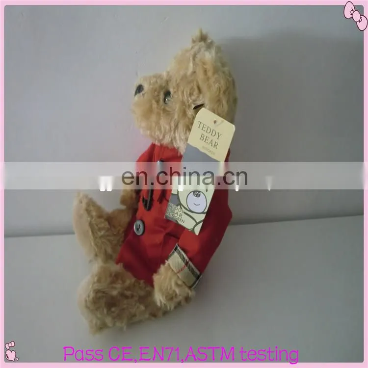 Lovely design cute stuffed plush teddy bears with canvas uniform