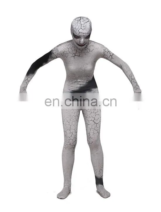 Gray Spandex Polyester Fullbody Second Skin Tight Zentai Suit Halloween Costume For Girl Woman