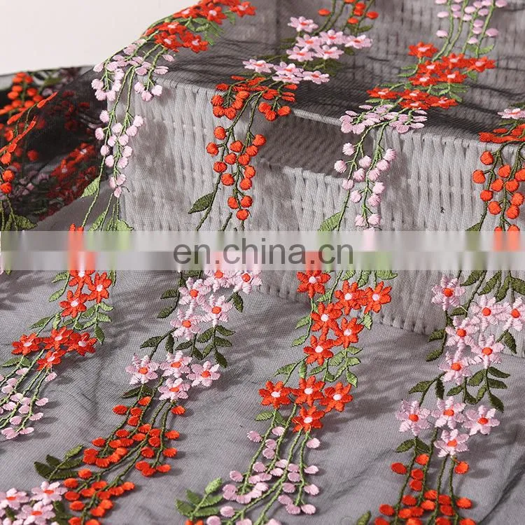 custom colorful embroidery lace fabric for dress QX-06