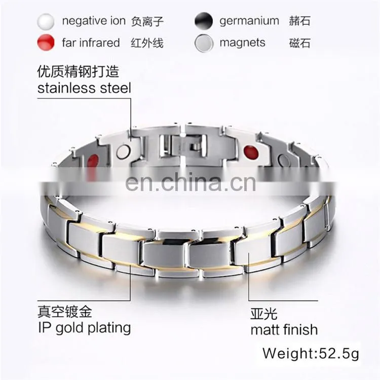 Guangzhou factory steel jewelry ion bracelet energy balance health energy bracelet