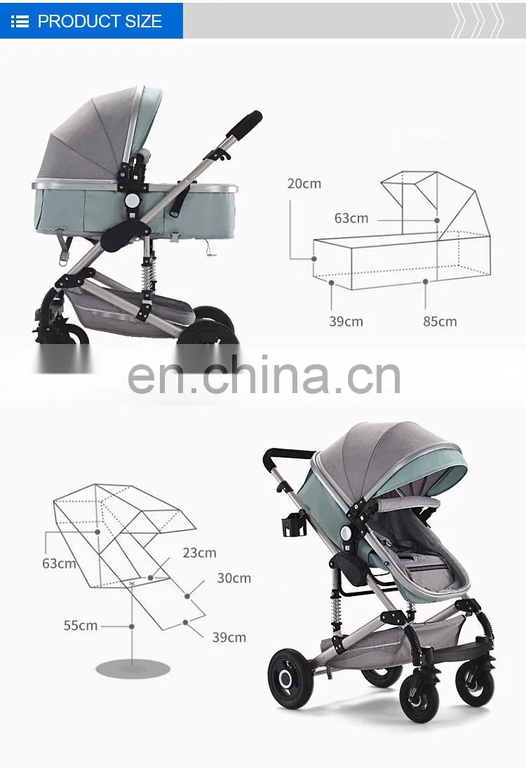 New 2018 Baby Stroller 3 In 1 For 0-3 Years Baby Prams With Removable Shopping Basket