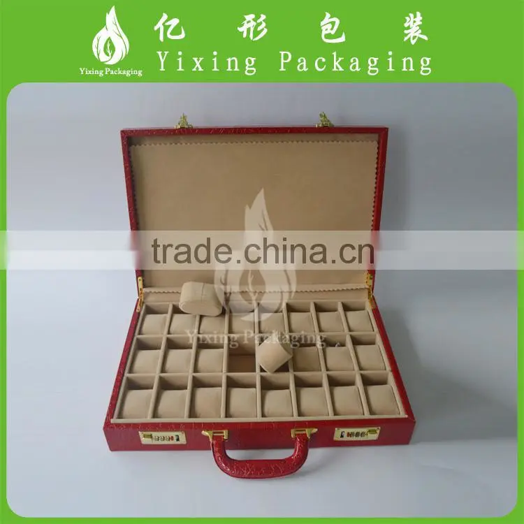 Hight quality red PU leather watch box with code lock