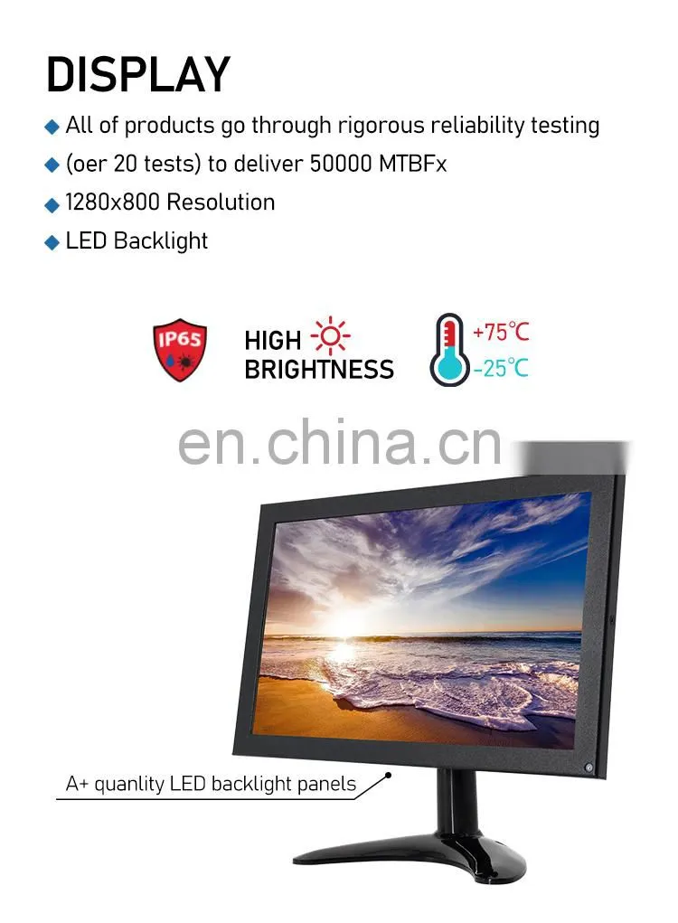 10.1inch Metal Case Monitor IPS panel Wide Screen 1280*800 Full viewing angle Touch Screen