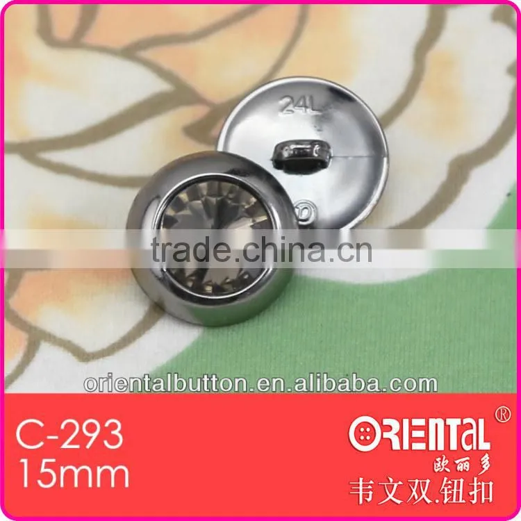 15mm dyeable acrylic stone combination button with plated rim button