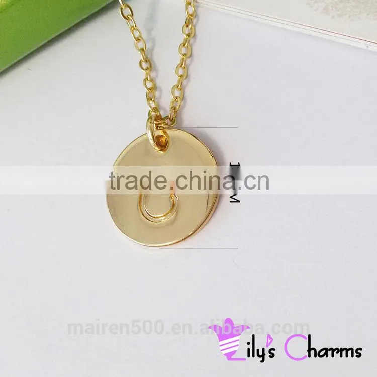 2015 Hand Stamped Initial Personalized charm disc necklace