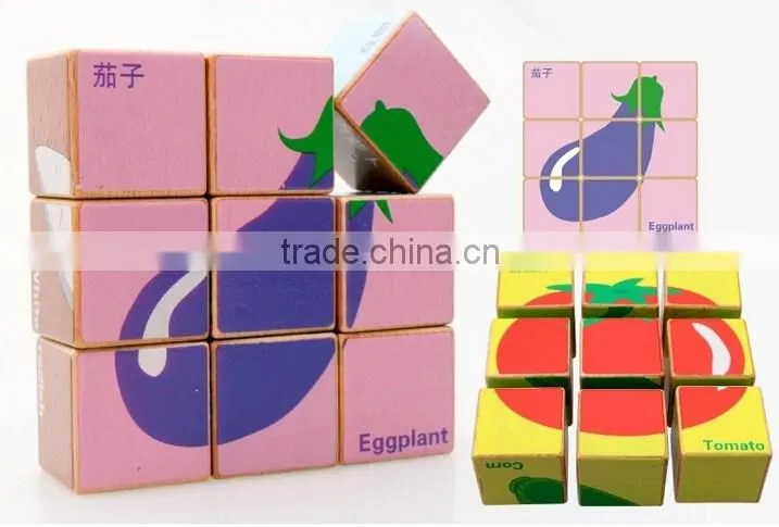 promotional 9 pcs children's educational toys games kids cube block puzzle cubic fun 3d wooden block puzzle 3d cube puzzle game