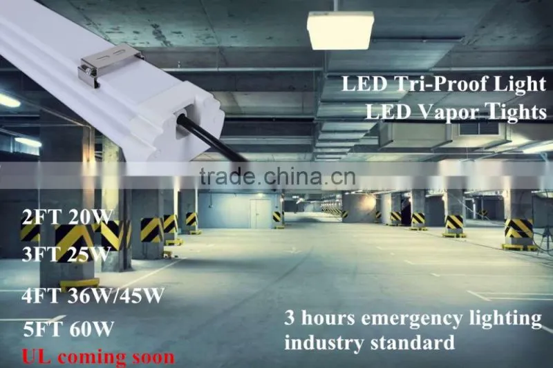 Latest design with DLC UL approved Intelligent emergency suspended led tri proof light