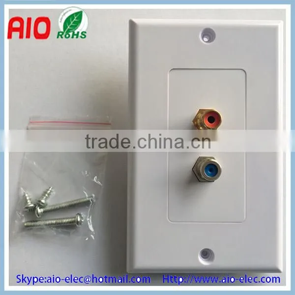 2 Port White 2.5 Ghz Standard High-Performance F type Connector Wall Plate