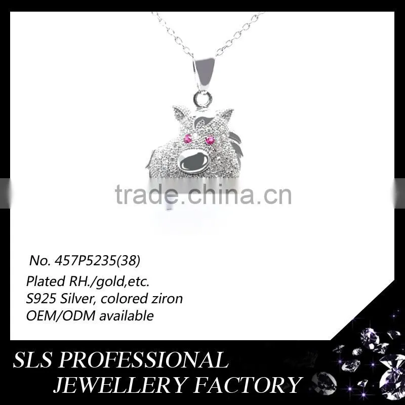 Wholesale designs donkey pendant 925 silver , rhodium plated necklace pendant for kids wear