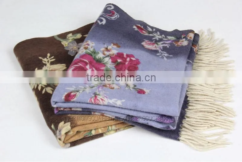 Flower and Leopard Print Wool Shawl Blanket