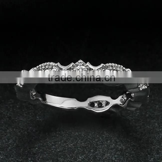 Fashion Design White Round CZ In Copper Alloy Ring Rhombus Connecting Ring