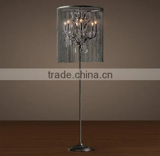 2016 New Style Simple Vintage Iron Crystal Floor Lamp Model 3005-L6