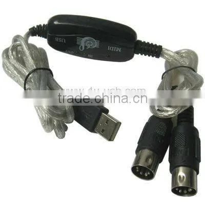 High Quality Black USB to MIDI Cable (keyboard Interface Converter )