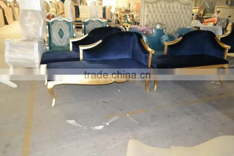 Royalblue velvet gold frame lounge chaise XY2869A
