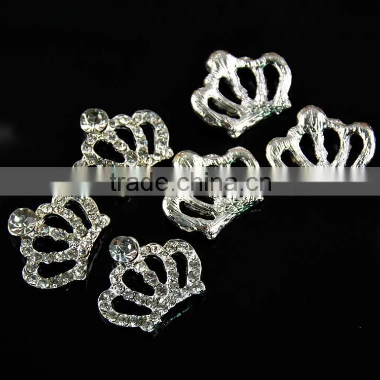 23x27mm Wholesales Price AAA Quality Alloy Crown Crystal Rhinestone Button for WeddingJewelry Garment Accessory
