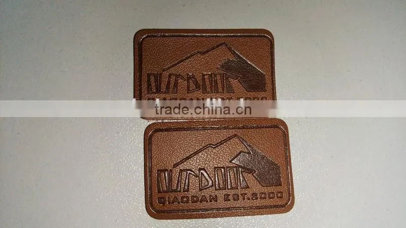 custom brown garment PU leather label leather patch for garment