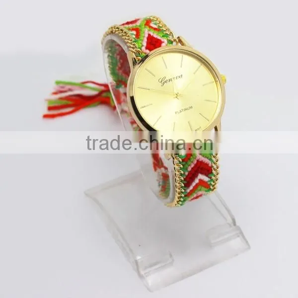 Fashion cheap interchangeable fabric woven strap watch