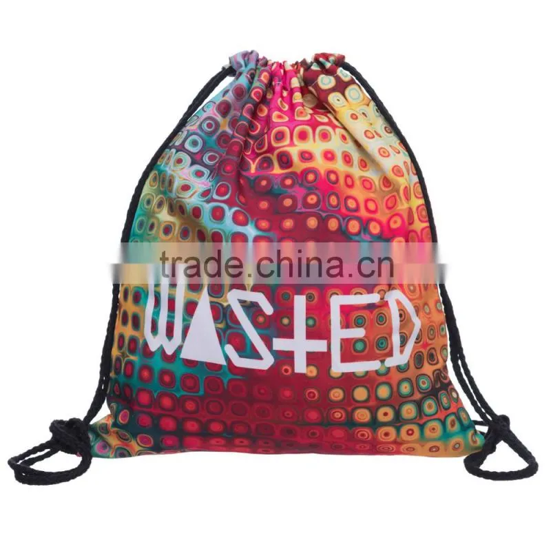 Online Shopping New Design 3D Full Print Wasted Cheap Drawstring Bag
