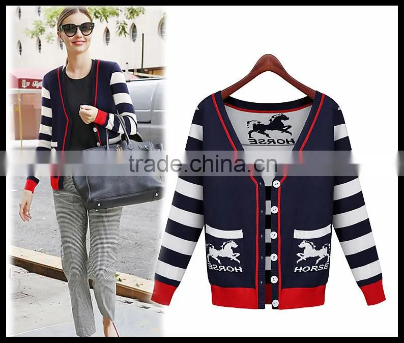 Alibaba China 2014 Whole sale wool autumn cashmere cardigan with horse design