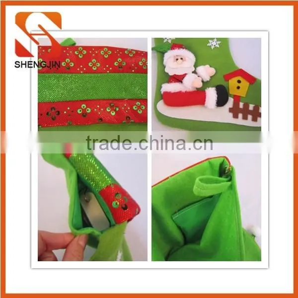 SJ-6817 Light up Sock Gift Bag flashing Tree Decorating led lights Santa Claus Christmas Stocking