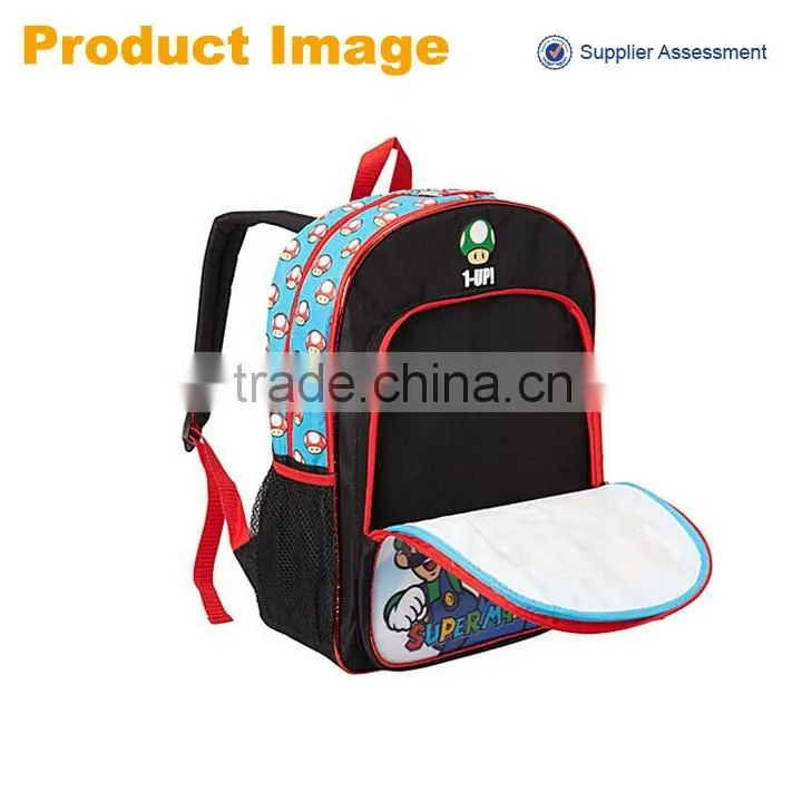 2016 China wholesale cartoon Super mario 16 inch school bags kids