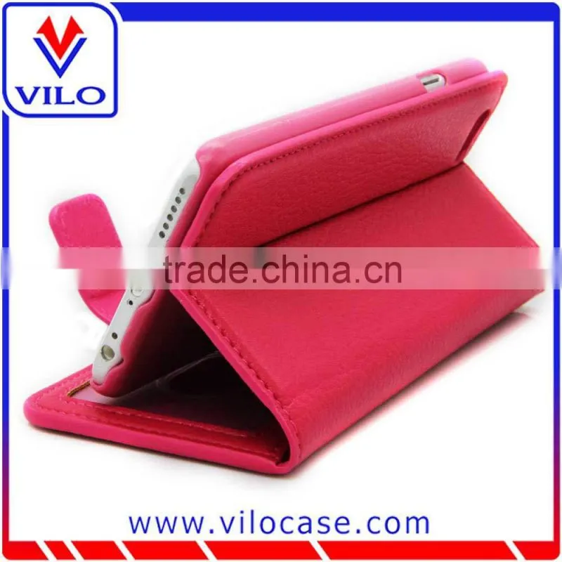 Flip leather phone case with magnetic fastener for iphone 6