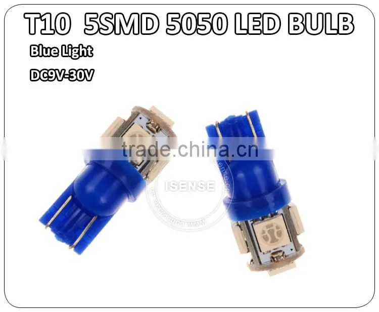 High quality cheap supplier 5050 led car side wedge light lampT10 5smd w5w led