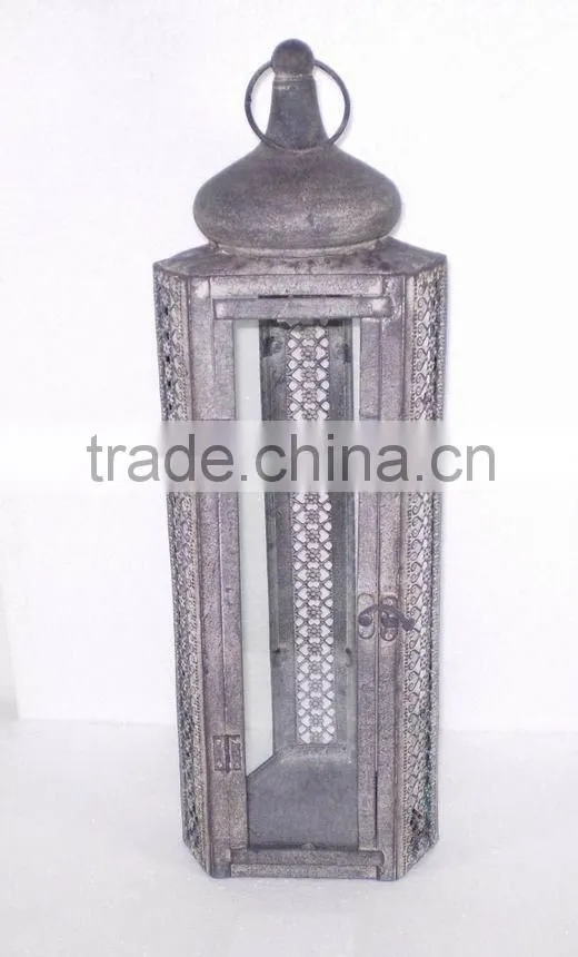 KS4285F- metal candle lantern w/lattice artwork