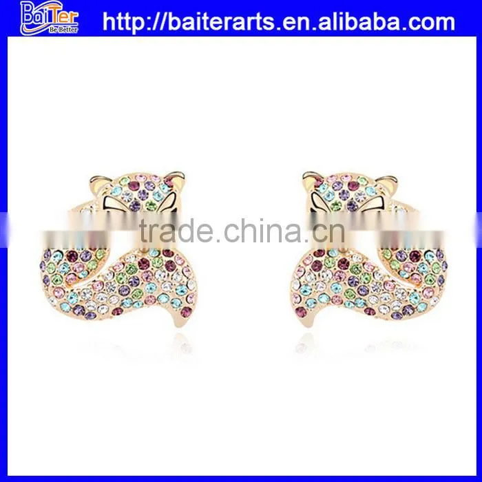 Gold plated alloy micro wave earrings,faked micro paved earrings for girls