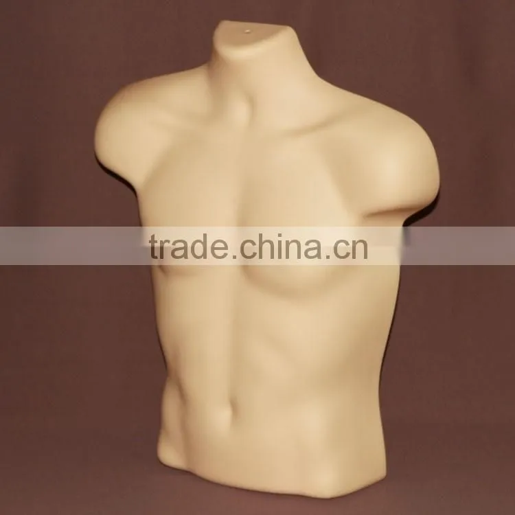Plastic hanging man headless half-body male mannequin torso