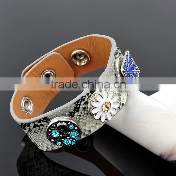 Wholesale Leather Wrap Bracelet With Snap Button Jewelry Fit For Button