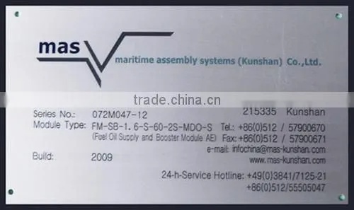Factory price etched stainless steel nameplates, metal nameplate for shoes, low tolerance etching nameplate
